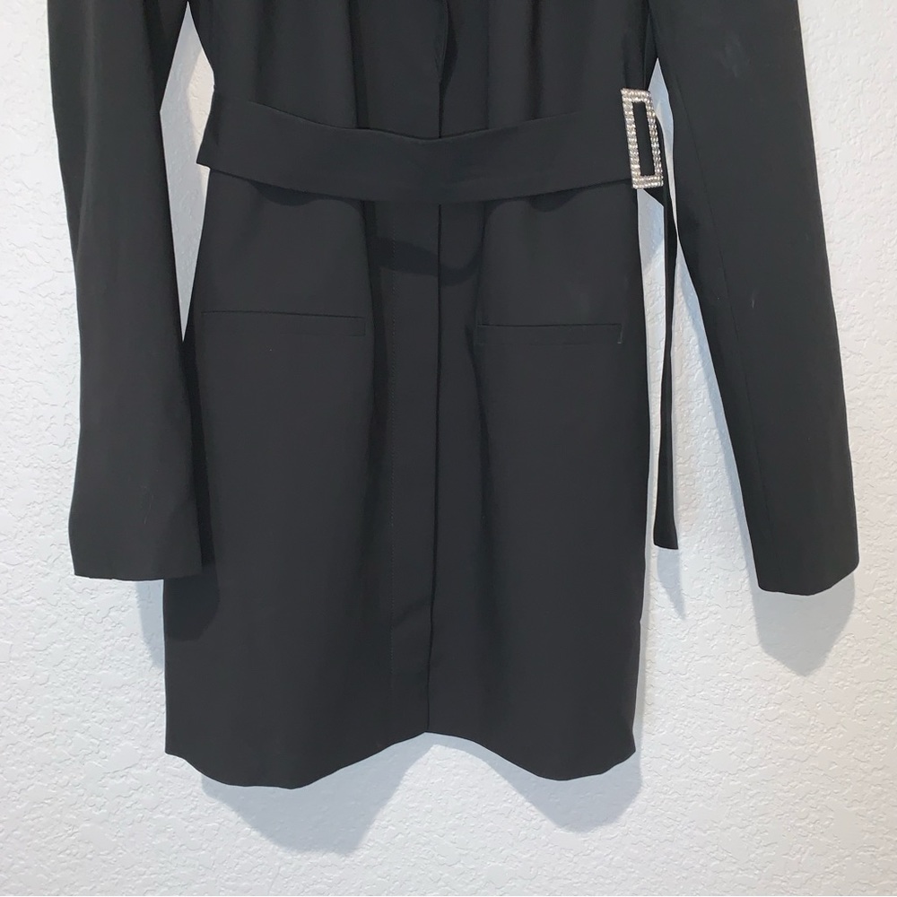 New Zara Belted Blazer Black Dress 8342/340 Small Medium Bloggers Fav - Picture 11 of 11